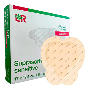 Curativo de Espuma de Silicone Suprasorb P Sensitive Sacrum 17 x 17,5 cm - Lohmann & Rauscher (Validade 26/09/2026)