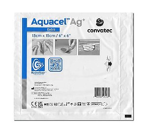 Curativo de Hidrofibra com Prata Aquacel AG+ Extra 15x15cm Unidade - Convatec