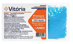 Compressa Cirúrgica Campo Operatório 25cm x 28cm C/Rx Vitória Premium c/5 unidades