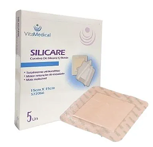 SILICARE - CURATIVO DE SILICONE C/ESPUMA DE POLIURETANO 15CM X 15CM - 01 unidade