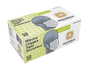 MASCARA CIRURGICA DESCARTÁVEL TRIPLA C/ELASTICO C/50 - DESCARPACK