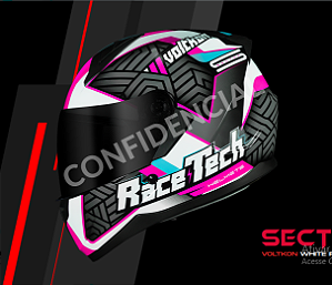 Capacete Race Tech Sector Voltkon Branco Rosa