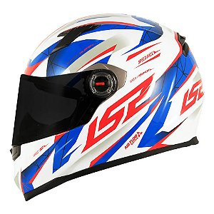 Capacete Ls2 FF358 Draze Branco Azul Vermelho