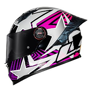 Capacete LS2 FF358 Pro Estellar Preto Roxo e Rosa