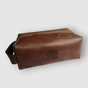 NECESSAIRE EM COURO MARROM CAFÉ