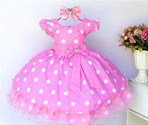 Vestido Menina Bonita Minnie Rosa