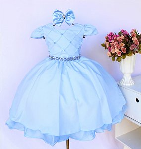 Vestido Azul Bebe / Perolas