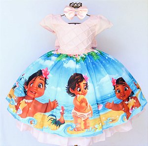 Vestido Infantil Moana Baby Temático Festa Aniversario - Pingo de