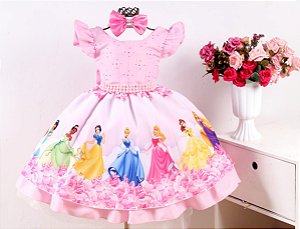 Vestido Princesa Rosa Brilho / Temático