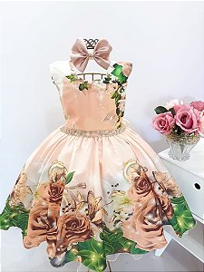 Vestido Floral Dourado