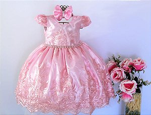 Vestido Rendado Rosa