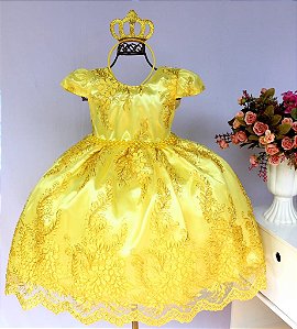 Vestido Rendado Amarelo