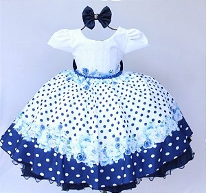 Vestido Índigo Branco Poa