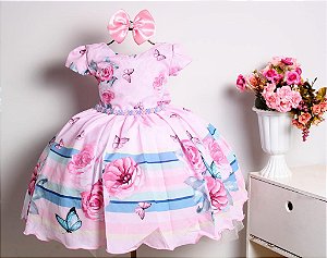 Vestido Rosa Borboletas