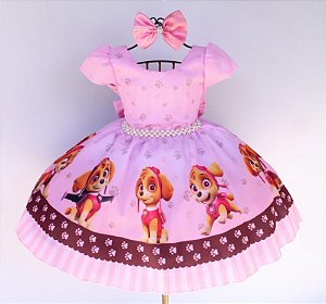 Vestido Patrulha Canina Skye Rosa