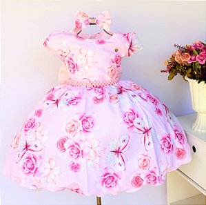 Vestido Floral Rosa Borboleta