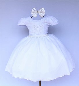 Vestido Branco Daminha Batizado 4 ao 16