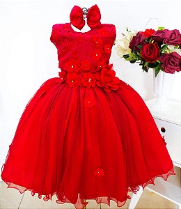 Vestido vermelho floral