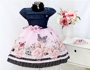 Vestido Borboleta Jeans