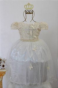 Vestido Creme Borboleta
