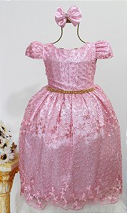 Vestido Rosa Rendado