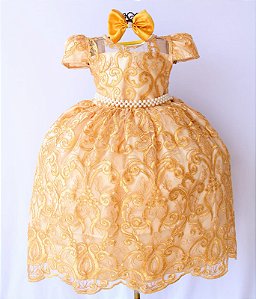 Vestido Dourado Renda