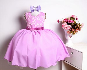 Vestido Lilás Peito Flor