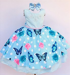 Vestido Azul Floral Regata