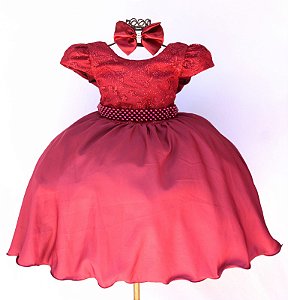 Vestido Marsala Peito Rendado