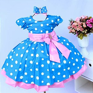 Vestido Festa Galinha Luxo Azul