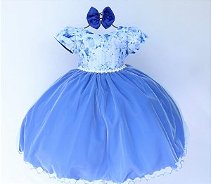 Vestido Azul Royal Flores