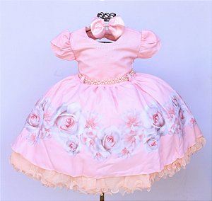 Vestido Salmão Flores