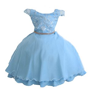 vestido azul com perola