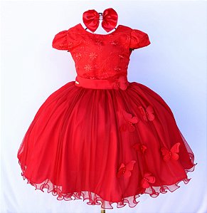 Vestido Vermelho borboleta