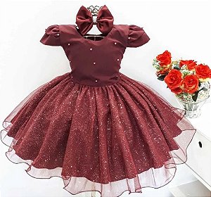 Vestido Marsala Brilho