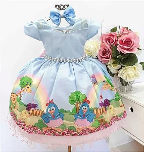 Vestido Azul Galinha Pintadinha