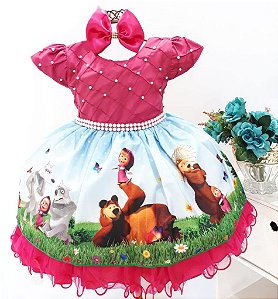 Vestido Masha e o Urso Pink