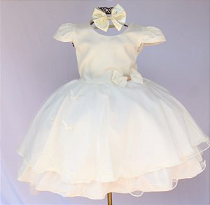 Vestido Creme Borboleta