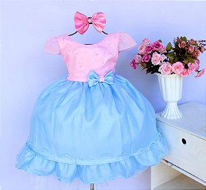 Vestido Rosa / Azul Claro