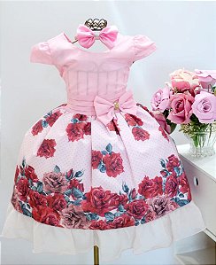 Vestido Floral Rosa Jeito de Menina