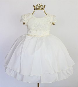 Vestido Creme Borboleta Jeito de Menina