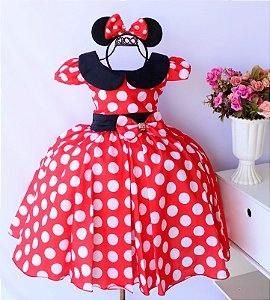 Vestido Minnie Vermelha com Gola