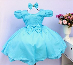 Vestido Azul Florzinhas