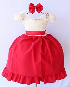 Vestido Creme / Vermelho