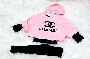 Conjunto De Frio Rosa Preto Chanel