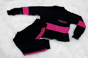 Conjunto De Frio Gucci Preto/Pink
