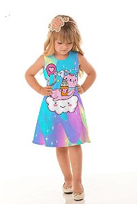 Vestido Infantil Nuvem Colorida Dia a Dia