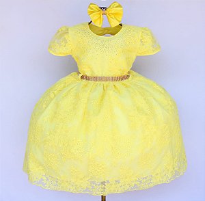 Vestido Amarelo Rendado