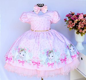 Vestido Rosa Poá Menina