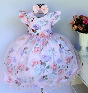 Vestido Salmão Claro Floral